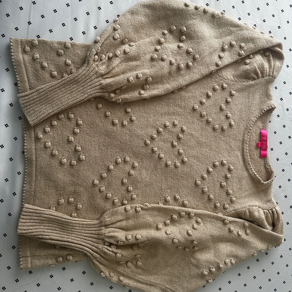 Women's Beige Sweater with Heart Detailing